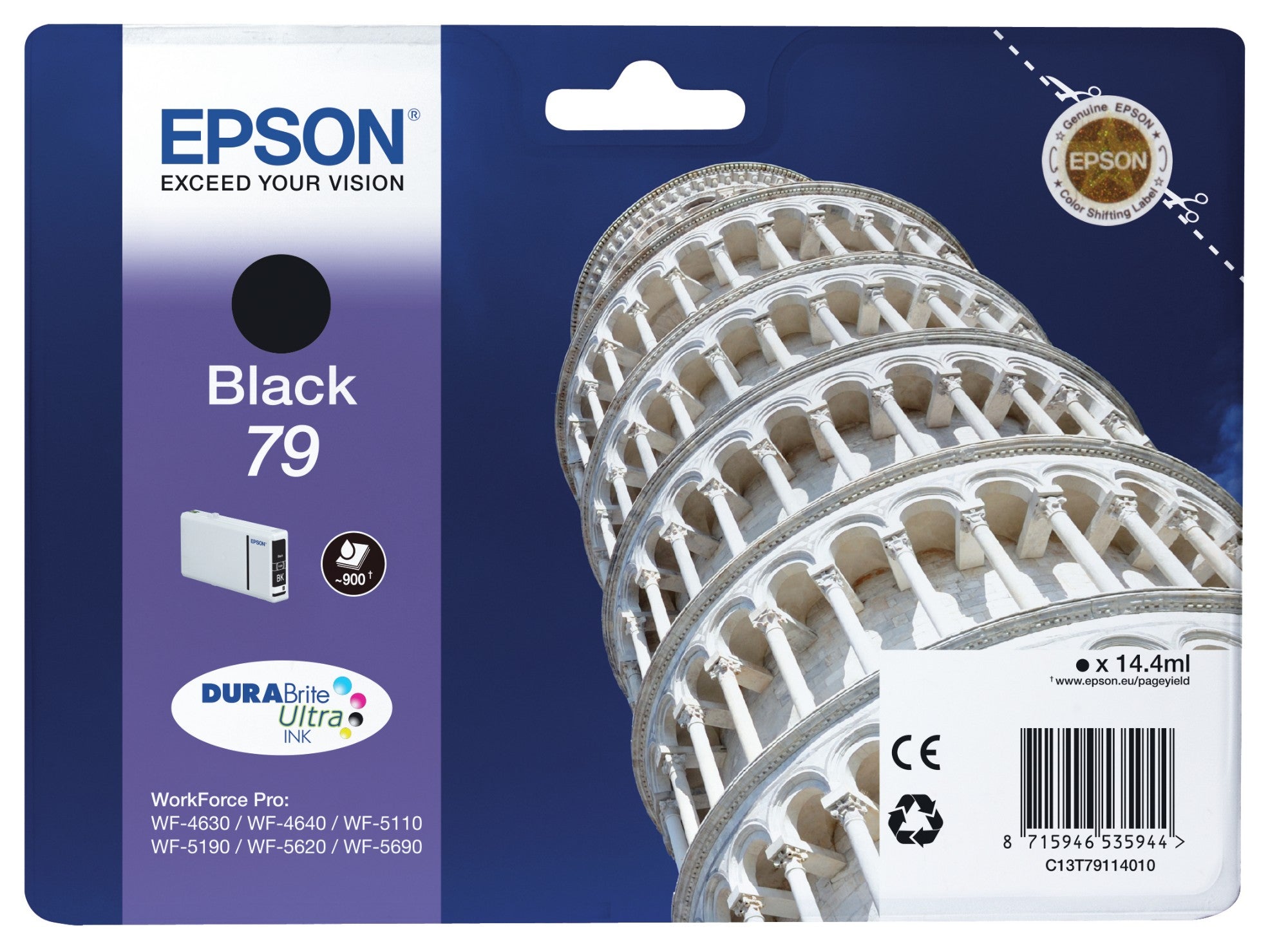 Epson C13T79114010/79 Ink cartridge black, 900 pages 14.4ml for Epson WF 4630/5110