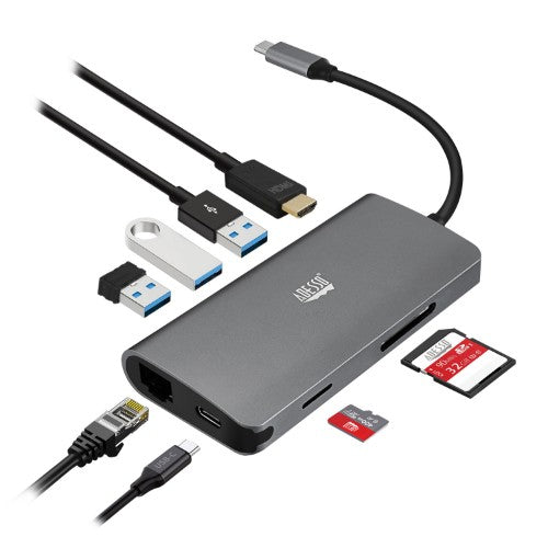 Adesso AUH-4030 notebook dock/port replicator USB 3.2 Gen 1 (3.1 Gen 1) Type-C Grey