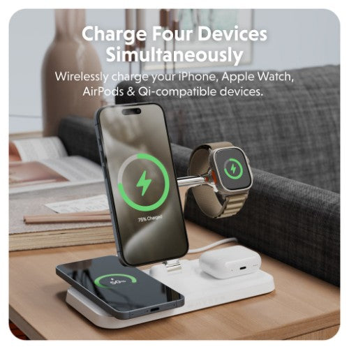 HYPER HJ3004WHGL mobile device charger Headphones, Smartphone, Smartwatch Silver, White DC, USB Wireless charging Fast charging Indoor