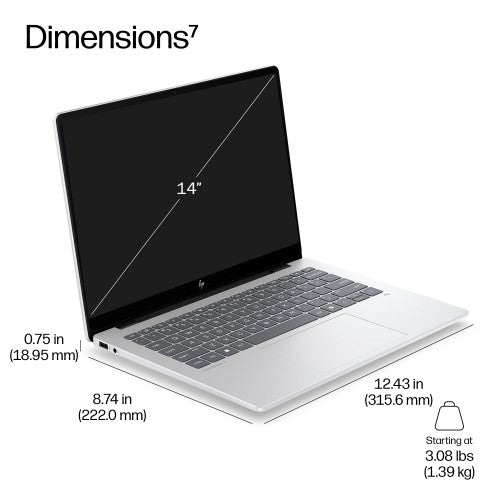 HP EliteBook 8 G2i 14 inch Notebook Next Gen AI PC Copilot+ PC Intel Core Ultra 5 325 Laptop 35.6 cm (14") WUXGA 32 GB DDR5-SDRAM 256 GB SSD Wi-Fi 7 (802.11be) Windows 11 Pro Silver