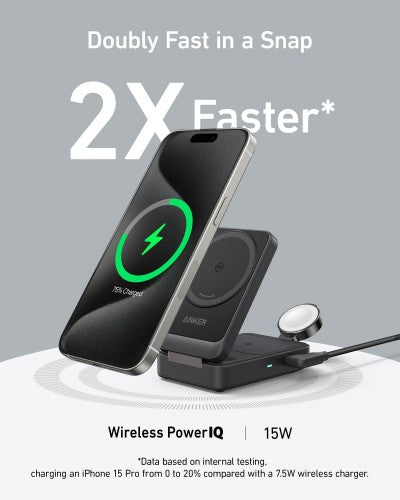 Anker B2557212 mobile device charger Headphones, Mobile phone, Smartwatch Black USB Wireless charging Fast charging Indoor