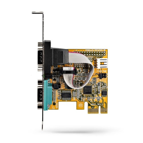 StarTech.com 2-Port PCI Express Serial Interface Card, Dual Port PCIe to RS232 (DB9) Serial Card, 16C1050 UART, Low/Full Profile Brackets, COM Retention, For Windows/Linux
