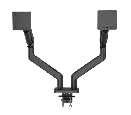 Manhattan Dual Desk Mount for TV & Monitors (Full Motion Spring), For screens 13" to 45", Clamp or Grommet Assembly, VESA compatibility: 75x75 and 100x100mm - check the dimensions of the four mounting holes on back of screen to ensure it fits, Max 20kg (e