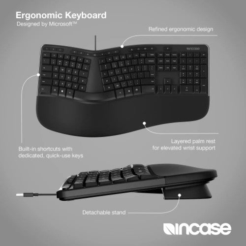 Incase Designed by Microsoft Ergonomic keyboard Office USB QWERTY Black