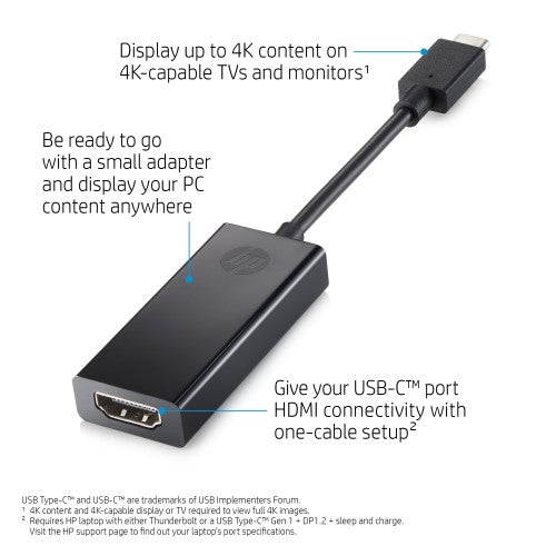 HP Pavilion USB-C to HDMI 2.0 Adapter Black