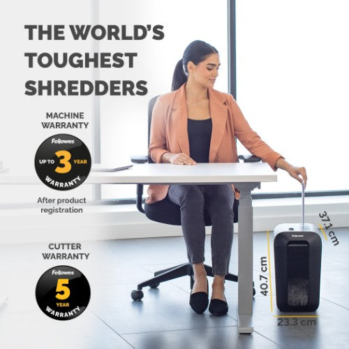 Fellowes LX Series Paper Shredder LX65 10 Sheet Cross Cut Shredder with 22 Litre Bin High Security P4