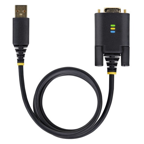 StarTech.com 3ft (1m) USB to Serial Adapter Cable, COM Retention, Interchangeable Screws/Nuts, USB-A to DB9 RS232, FTDI IC, ESD Protection, Windows/macOS/Linux