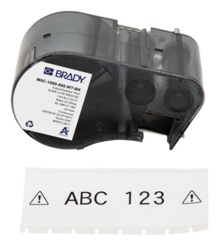 Brady M5C-1500-595-WT-BK printer label Black, White Self-adhesive printer label