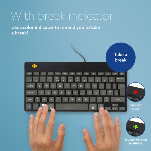 R-Go Tools Ergonomic keyboard R-Go Compact Break, compact keyboard with break software, QWERTY (UK), wired, black
