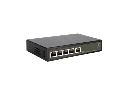 LevelOne Hilbert 5-Port Gigabit PoE Smart Lite Switch, 802.3at/af PoE, 4 PoE Outputs, 60W PoE Power Budget