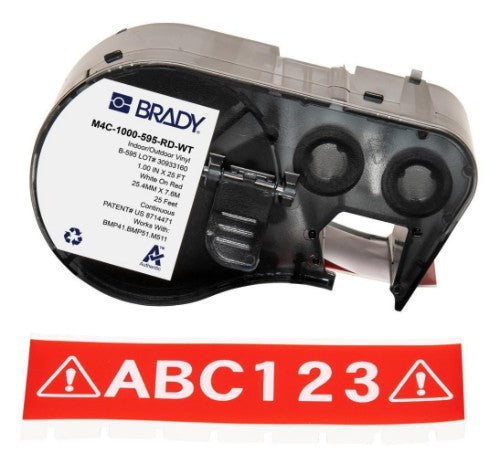 Brady M4C-1000-595-RD-WT printer label Red, White Self-adhesive printer label