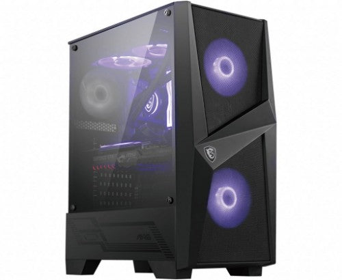 MSI MAG FORGE 100R Mid Tower Gaming Computer Case 'Black, 2x 120mm ARGB PWM Fan, 1x 120mm Fan, 1-6 ARGB Hub, Mystic Light Sync, Tempered Glass Panel, ATX, mATX, mini-ITX'