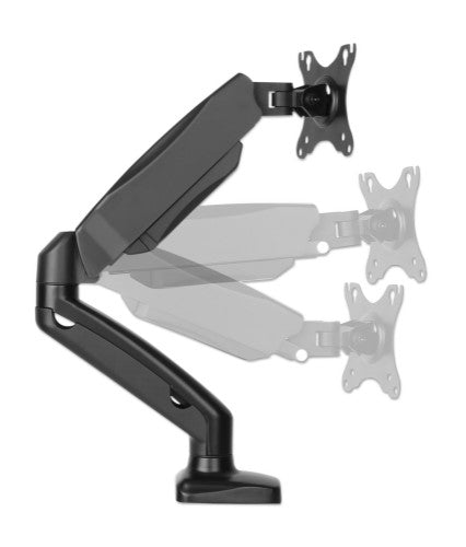 Manhattan Desk Mount for TV & Monitors (Full Motion Spring), For screens 13" to 27", C-Clamp or Grommet Assembly, VESA compatibility: 75x75mm and 100x100mm - check the dimensions of the four mounting holes on back of screen to ensure it fits, Max 9kg, Bla