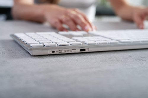 CHERRY KW 9100 SLIM FOR MAC keyboard Universal USB + Bluetooth AZERTY French Silver