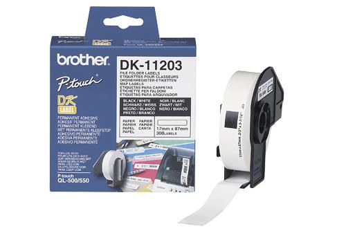 Brother DK-11203 DirectLabel Etikettes 17mm x 87mm 300 for Brother P-Touch QL/700/800/QL 12-102mm/QL 12-103.6mm