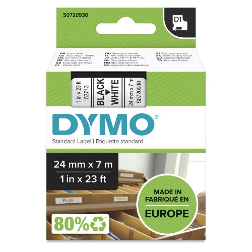Dymo 53713/S0720930 DirectLabel-etikettes black on white 24mm x 7m for Dymo D1 6-24mm/400 Duo