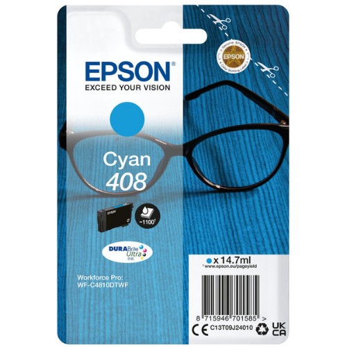 Epson C13T09J24010/408 Ink cartridge cyan, 1.1K pages ISO/IEC 24711 14.7ml for Epson WF-C 4810