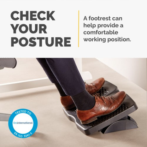 Fellowes Foot Rest Under Desk - Refresh Foot Support Ergonomic Foot Rest with 2 Height Adjustments & Massage Surface - Foot Rest Stool for Office & Home - Black