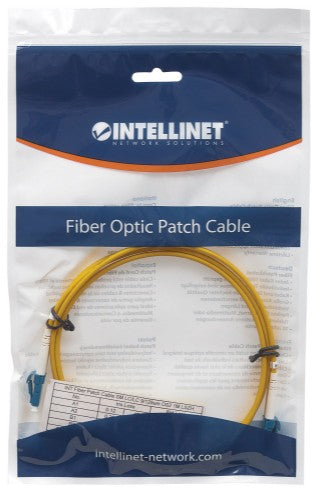 Intellinet Fiber Optic Patch Cable, OS2, LC/LC, 3m, Yellow, Duplex, Single-Mode, 9/125 µm, LSZH, Fibre, Lifetime Warranty