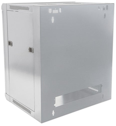 Intellinet 19" Network Cabinet - Wall Mount (Standard), 9U, 450mm Deep, Grey, Flatpack, Max 60kg, Suitable also for use on desk or floor, Usable Depth 260mm, Metal & Glass Door, Back Panel, Removeable Sides, Parts for wall install (eg screws/rawl plugs) n