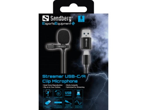 Sandberg Streamer USB Clip Microphone