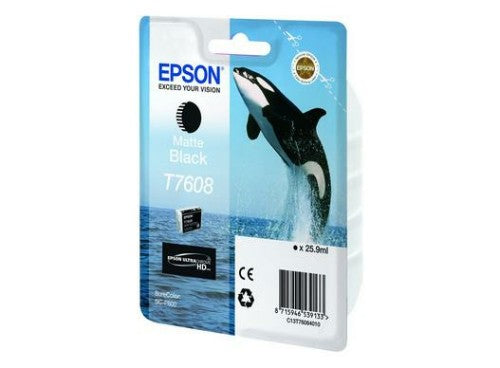 Epson C13T76084N10/T7608 Ink cartridge black matt, 1.1K pages 25.9ml for Epson SC-P 600