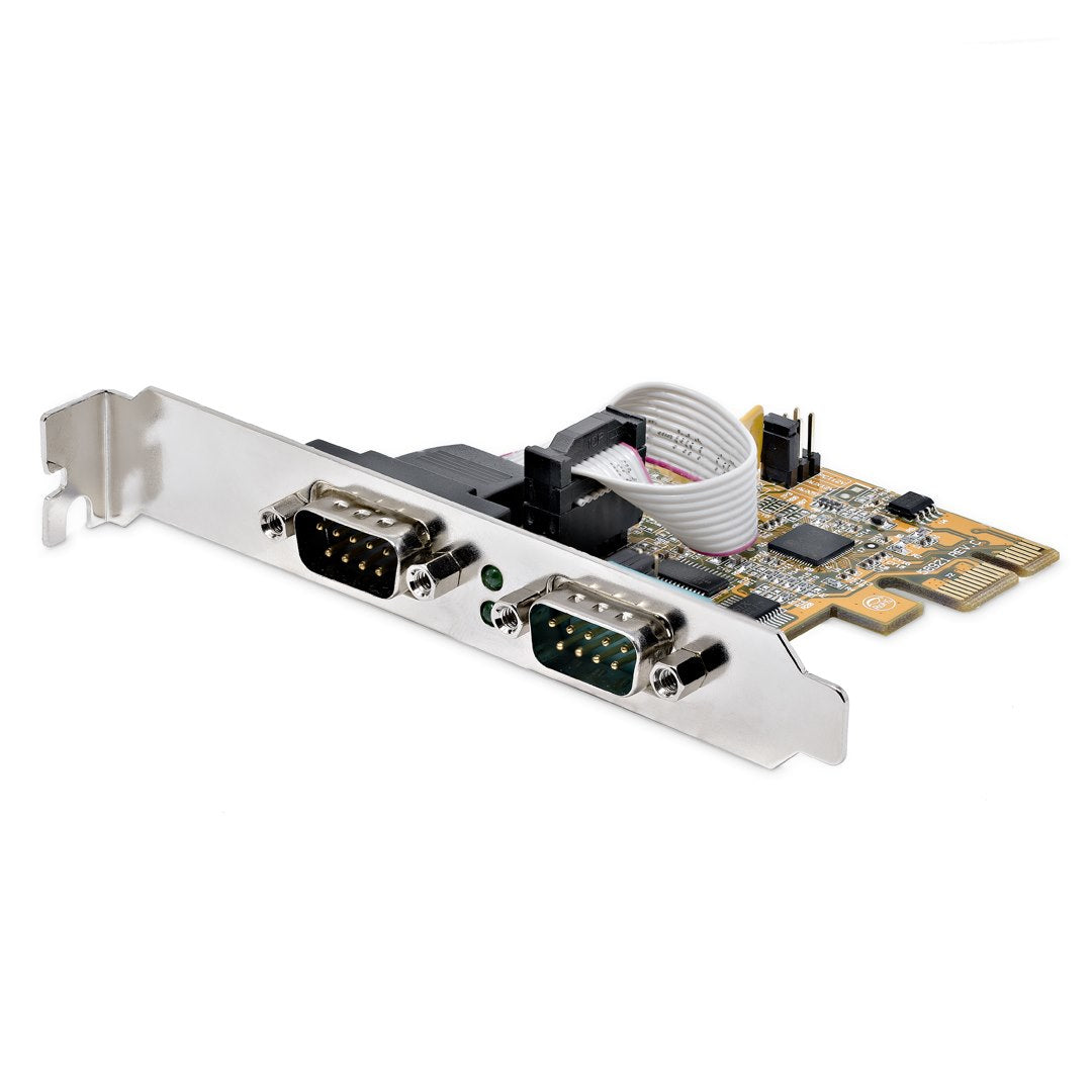 StarTech.com 2-Port PCI Express Serial Interface Card, Dual Port PCIe to RS232 (DB9) Serial Card, 16C1050 UART, Low/Full Profile Brackets, COM Retention, For Windows/Linux