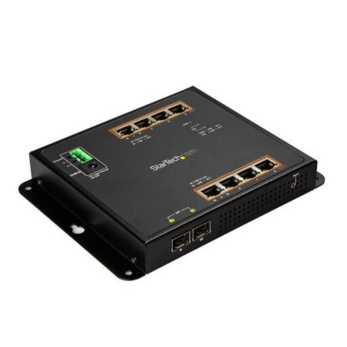 StarTech.com Industrial 8 Port Gigabit PoE+ Switch w/2 SFP MSA Slots - 30W - Layer/L2 Switch Hardened GbE Managed - Rugged High Power Gigabit Ethernet Network Switch IP-30/-40 C to 75 C