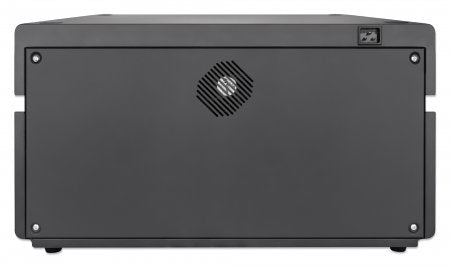 Manhattan iPad to 11" 20-bay Charging Cabinet Desktop via USB-C, Also other tablets and smartphones (with device to USB-C cable), Bays 264x22x235mm, Device charging cables not included (suggest USB-C cable 354868), Cart, Lockable, EU/UK power cords