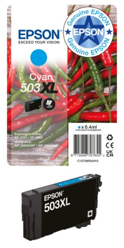 Epson C13T09R24010/503XL Ink cartridge cyan high-capacity, 470 pages 6,4ml for Epson XP-5200