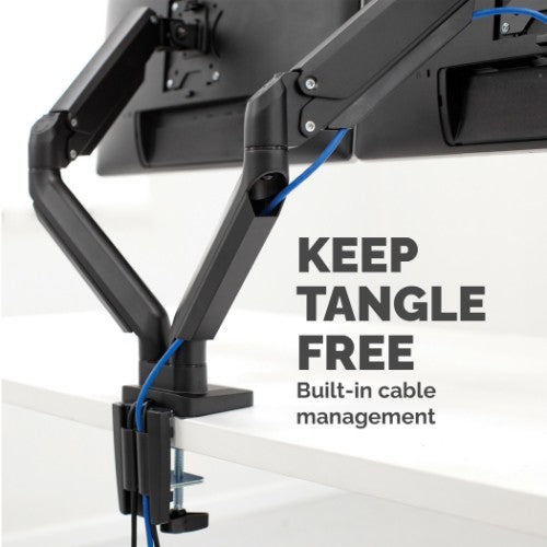 Fellowes Platinum Series Dual Monitor Arm - Monitor Mount for Two 8KG 40 Inch Screens - Adjustable Dual Monitor Desk Mount - Tilt 45° Pan 180° Swivel 360° Rotation 360°, VESA 75 x 75/100 x 100 - Black