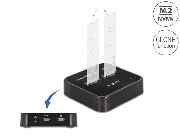 DeLOCK M.2 Docking Station for 2 x M.2 NVMe PCIe SSD with Clone function