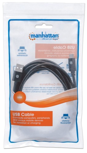 Manhattan USB-C to USB-A Cable, 3m, Male to Male, 480 Mbps (USB 2.0), Hi-Speed USB, Black, Lifetime Warranty