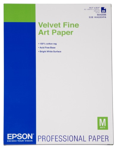 Epson Velvet Fine Art Paper, DIN A2, 260g/m², 25 Sheets