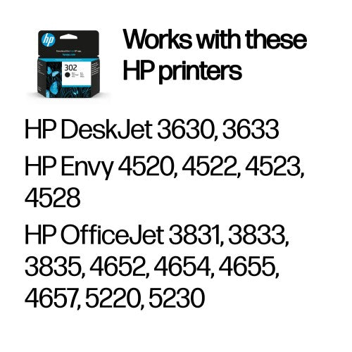HP F6U66AE/302 Printhead cartridge black, 170 pages ISO/IEC 24711 3.5ml for HP DeskJet 1110/2130/OfficeJet 5200
