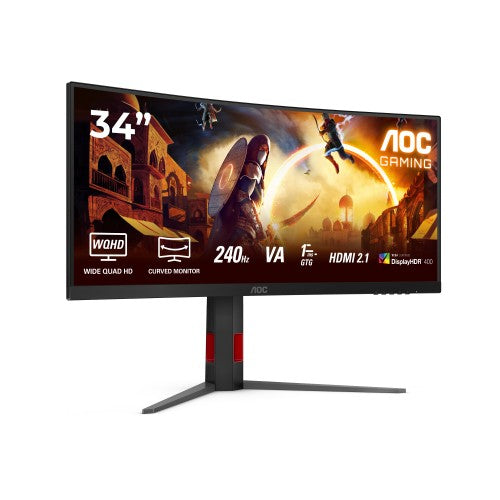 AOC G4 CU34G4Z computer monitor 86.4 cm (34") 3440 x 1440 pixels Wide Quad HD LED Black, Red
