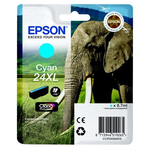 Epson C13T24324012/24XL Ink cartridge cyan high-capacity, 500 pages 8,7ml for Epson XP 750