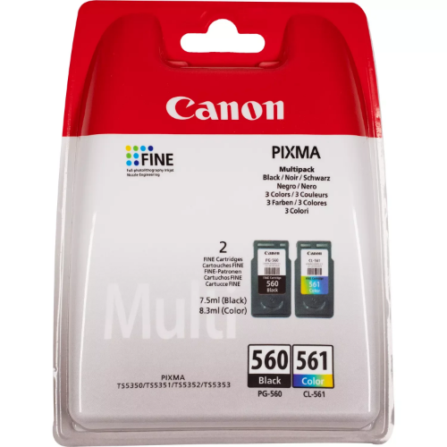 Canon 3713C008/PG-560+CL-561 Printhead cartridge multi pack black + color PVP 7,5ml + 8,3ml Pack=2 for Canon Pixma TS 5350