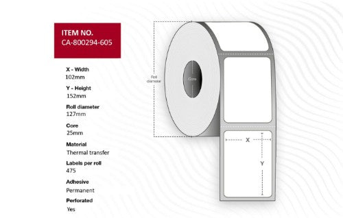 Capture CA-800294-605 printer label White