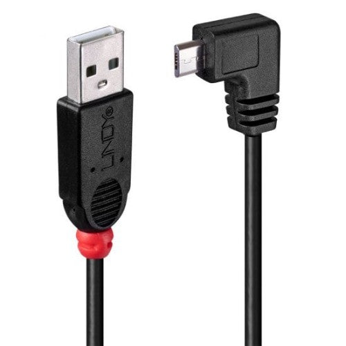 Lindy 1m USB 2.0 Cable - Type A to Micro-B Cable, 90 Degree Right Angle