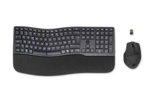 HP 680 Comfort Dual-Mode and Mouse Combo keyboard Mouse included Home RF Wireless + Bluetooth AZERTY Belgian Black