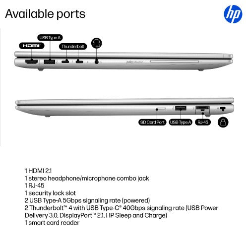 HP EliteBook 6 G1i AI Intel Core Ultra 7 255U Laptop 40.6 cm (16") WUXGA 16 GB DDR5-SDRAM 512 GB SSD Wi-Fi 6E (802.11ax) Windows 11 Pro AI PC Silver