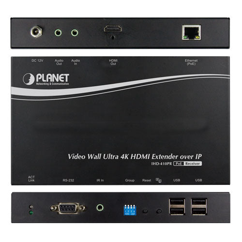PLANET IHD-410PR AV extender AV receiver Black