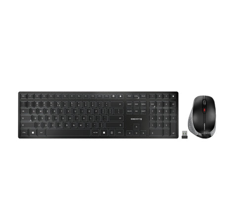 CHERRY DW 9500 SLIM keyboard Mouse included Universal RF Wireless + Bluetooth AZERTY Belgian Black, Grey