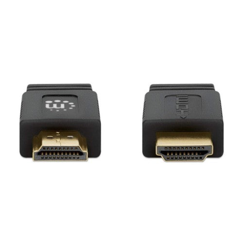 Manhattan HDMI 4K@60Hz Cable with Ethernet - Flat, 1m, Male to Male, Black, Ultra HD 4k x 2k, Fully Shielded, Gold Plated Contacts, Lifetime Warranty, Premium High Speed