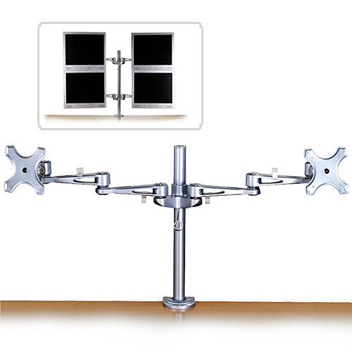 Lindy Dual Adjustable LCD Arms for up to 10kg, Silver