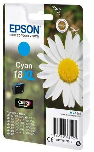 Epson C13T18124012/18XL Ink cartridge cyan high-capacity, 450 pages 6,6ml for Epson XP 30