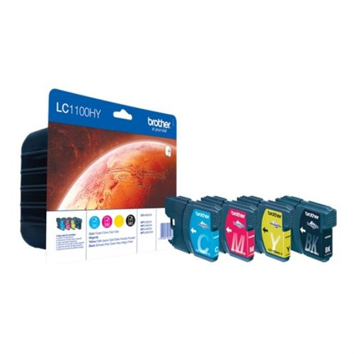 Brother LC-1100HYVALBPDR Ink cartridge multi pack Bk,C,M,Y Blister 900pg + 3x750pg, 19ml+3x16ml Pack=4 for Brother MFC 6490 C