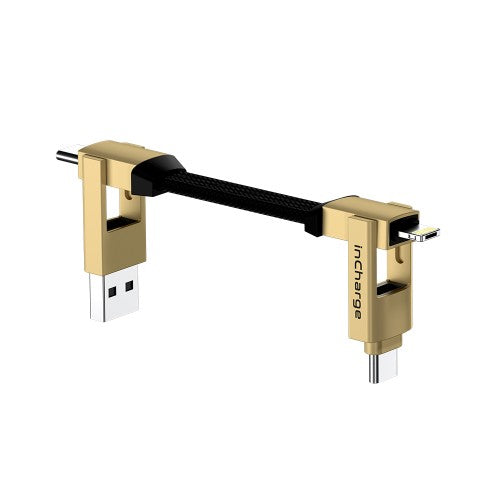 Rolling Square inCharge 6 USB cable USB C Mini-USB A Gold