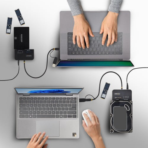 StarTech.com USB-C/USB-A to M.2 NVMe and 2.5in/3.5in SATA Adapter, 10Gbps, Tool-Free External SSD Hard Drive Reader, B+M/M-Key